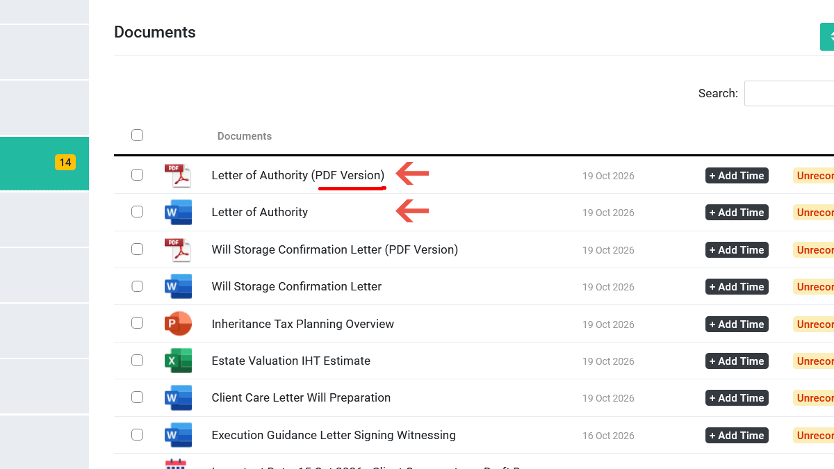 Step 5: Check the updated document and PDF Documents & Letters list showing the updated Word document and its new PDF copy